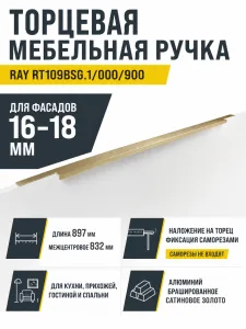 Мебельная ручка RAY RT109BSG.1/000/900