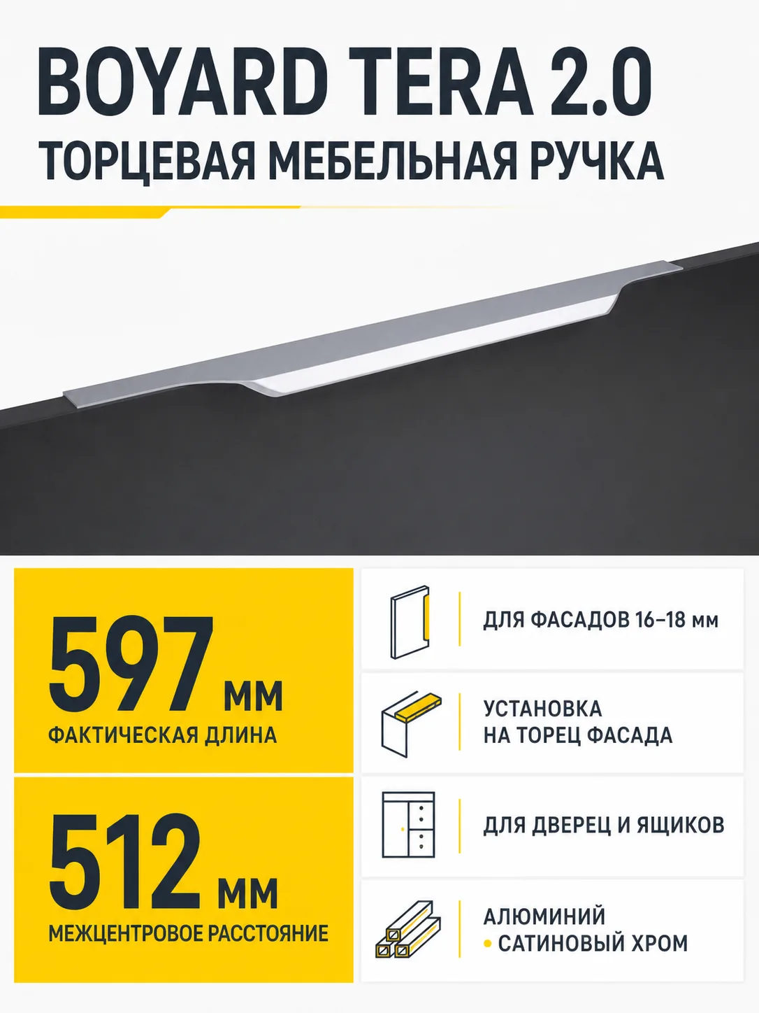 Мебельная ручка TERA 2.0 RT811SC.1/512/600