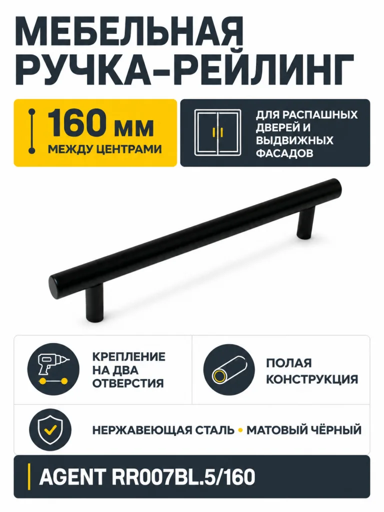 Мебельная ручка AGENT RR007BL.5/160