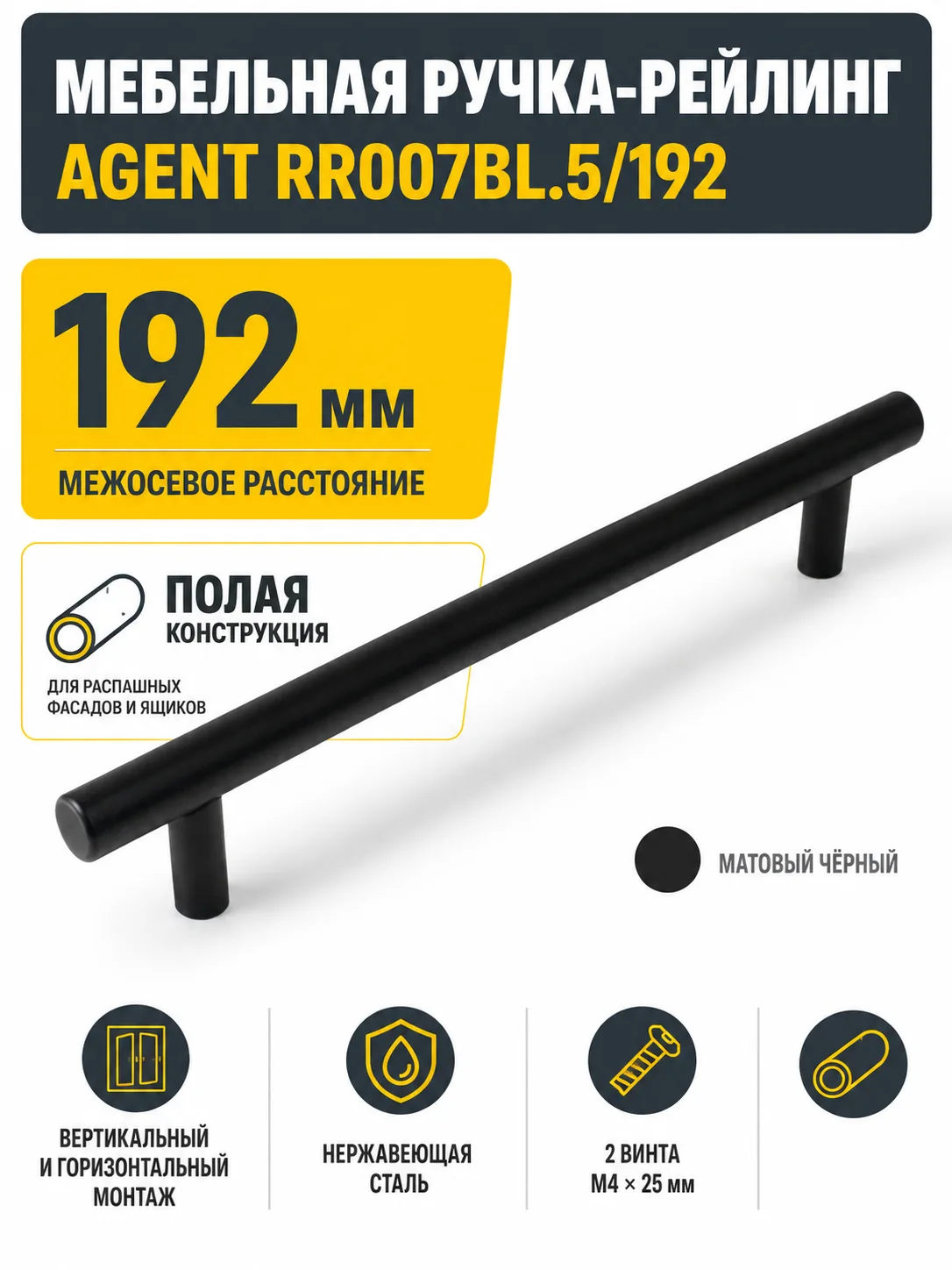 Мебельная ручка AGENT RR007BL.5/192