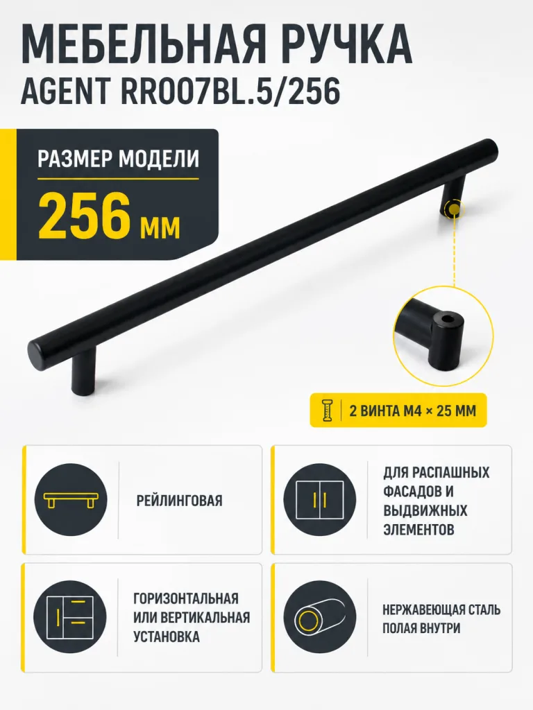 Мебельная ручка AGENT RR007BL.5/256