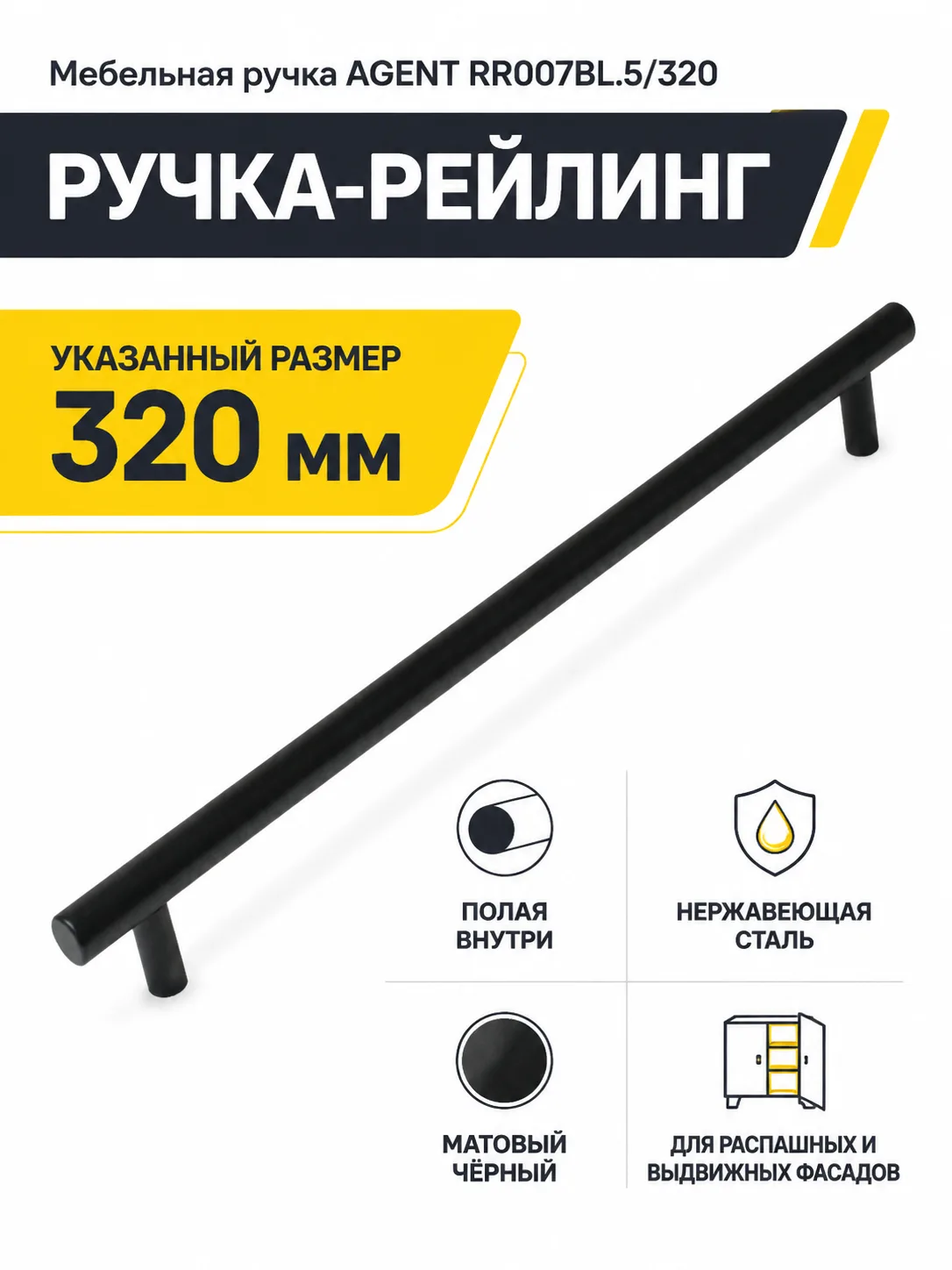 Мебельная ручка AGENT RR007BL.5/320
