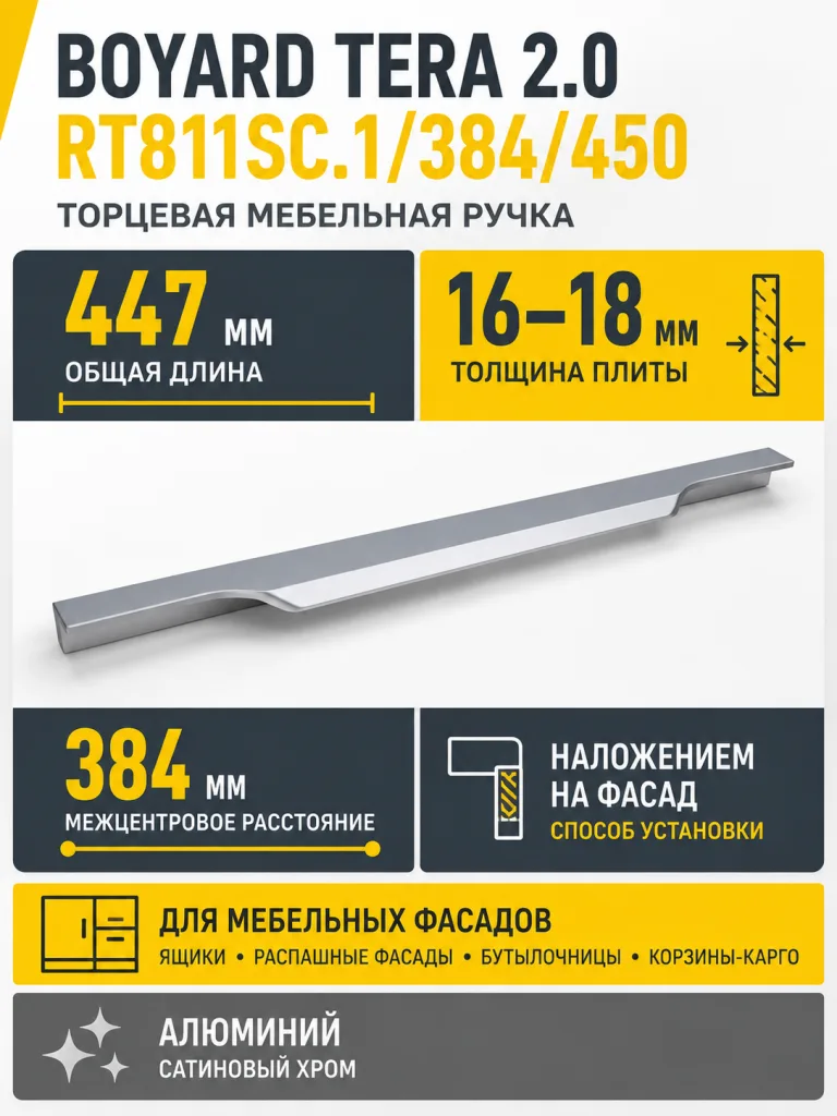Мебельная ручка TERA 2.0 RT811SC.1/384/450