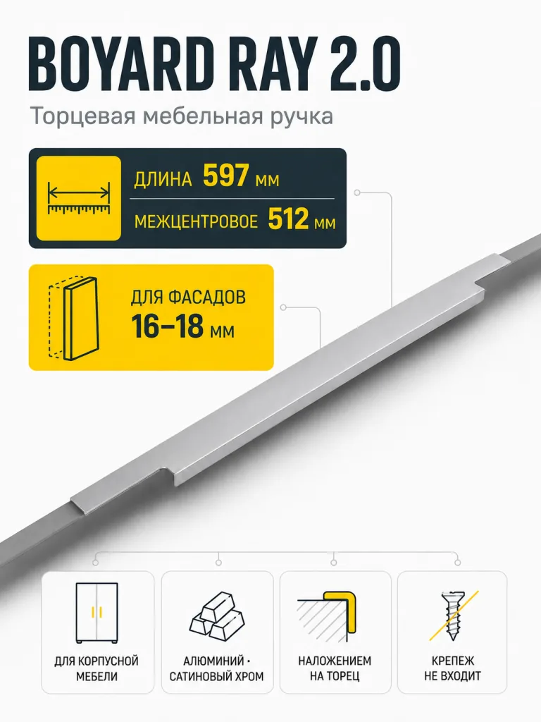 Мебельная ручка RAY 2.0 RT809SC.1/512/600