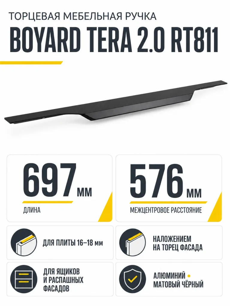 Мебельная ручка TERA 2.0 RT811BL.1/576/700