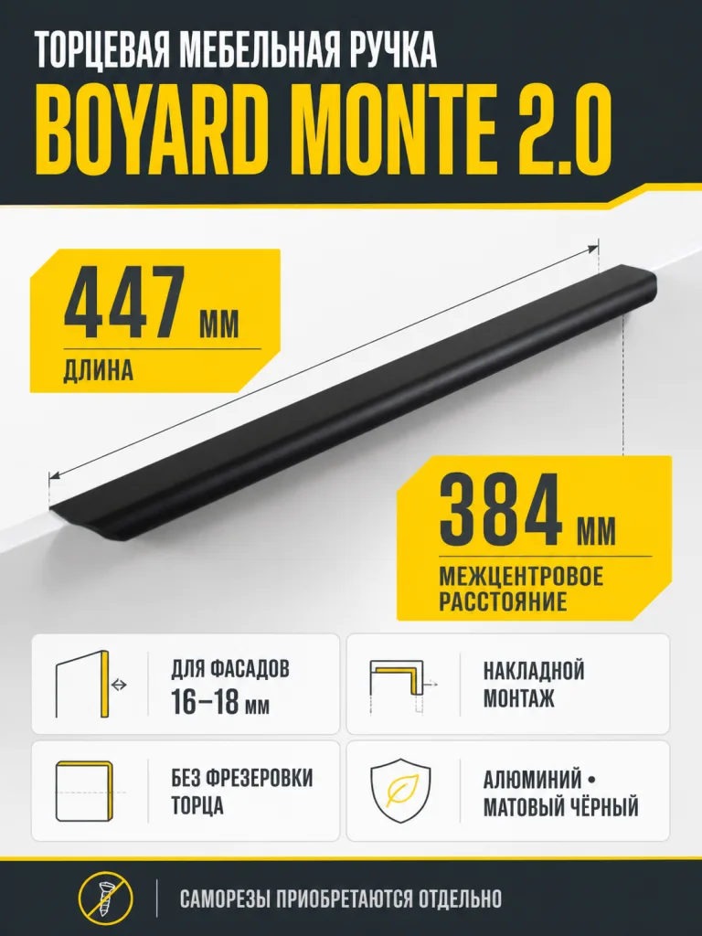 Мебельная ручка MONTE 2.0 RT810BL.1/384/450