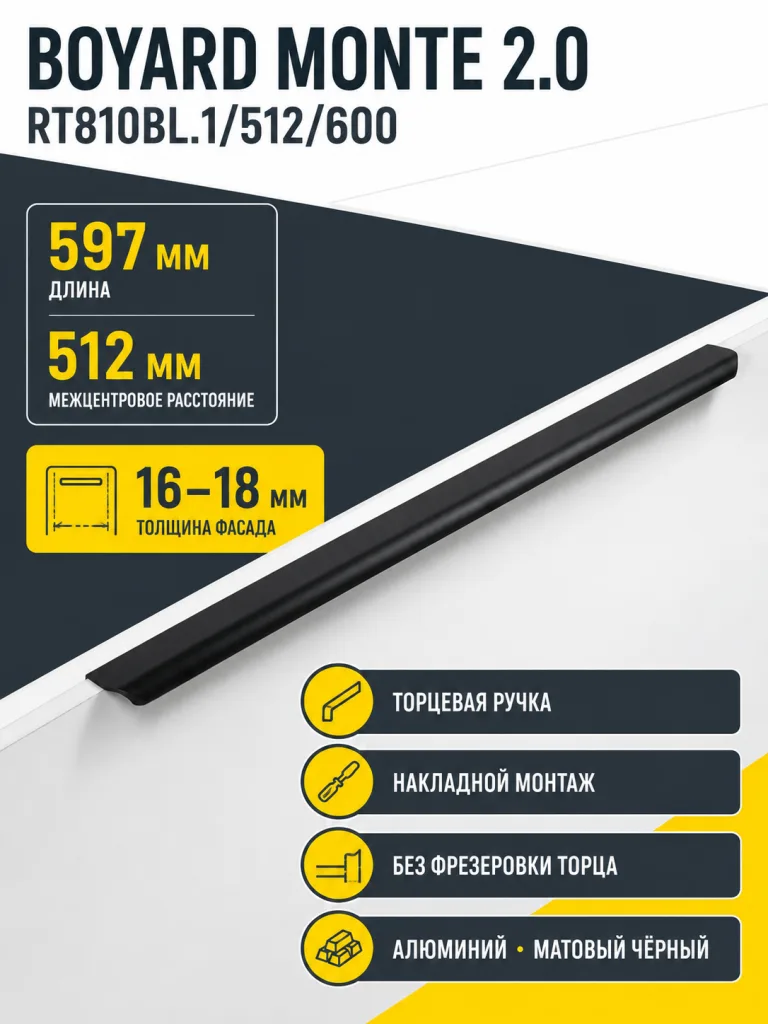Мебельная ручка MONTE 2.0 RT810BL.1/512/600