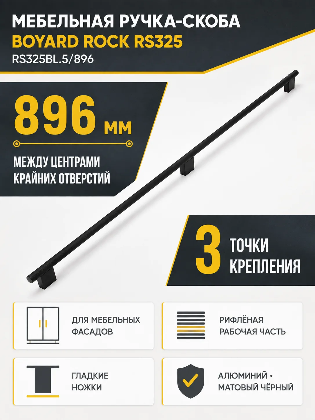 Мебельная ручка ROCK RS325BL.5/896