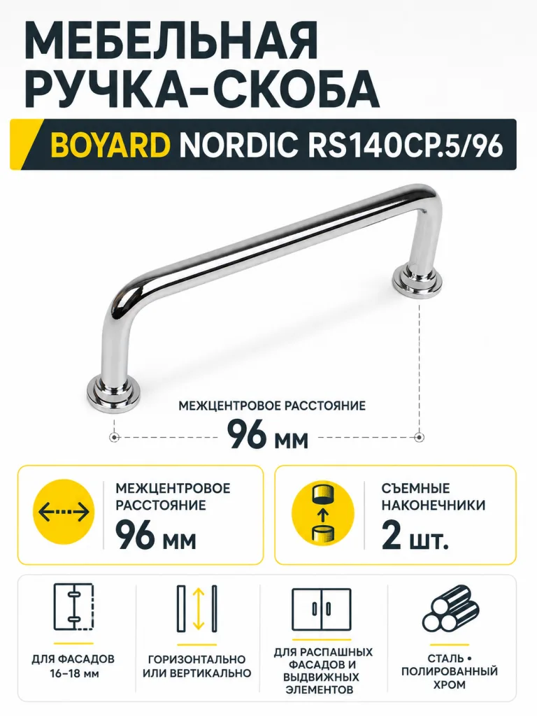 Мебельная ручка NORDIC RS140CP.5/96
