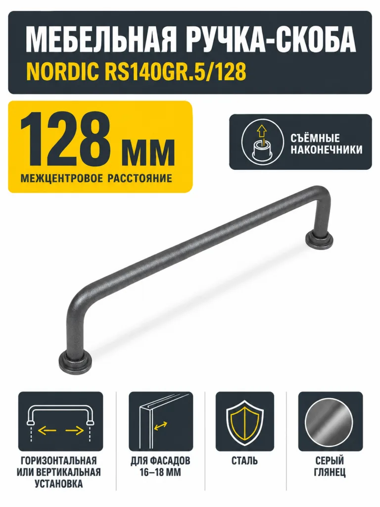 Мебельная ручка NORDIC RS140GR.5/128