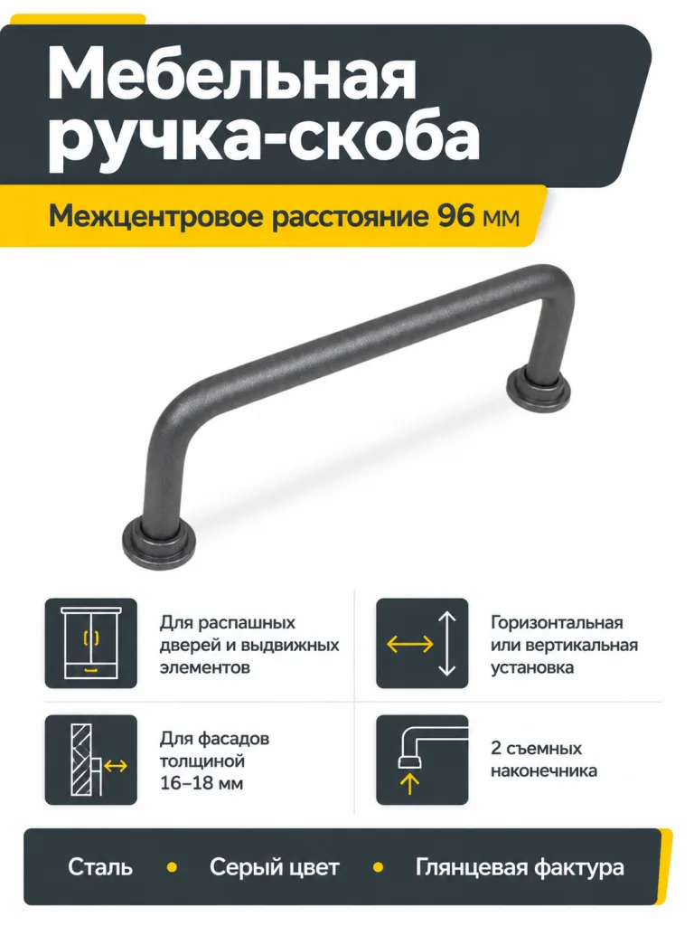Мебельная ручка NORDIC RS140GR.5/96