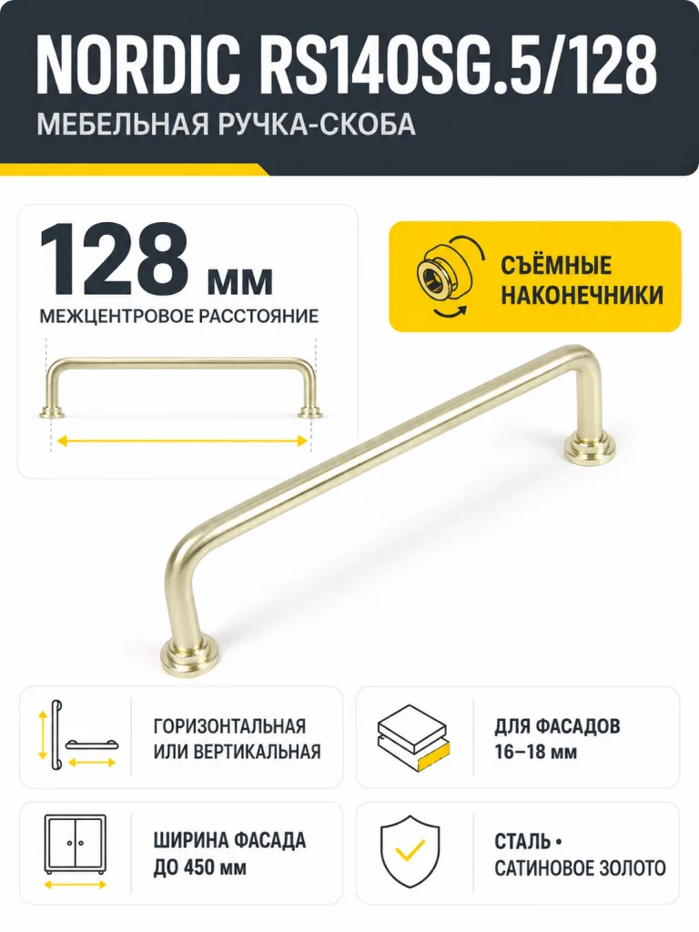 Мебельная ручка NORDIC RS140SG.5/128
