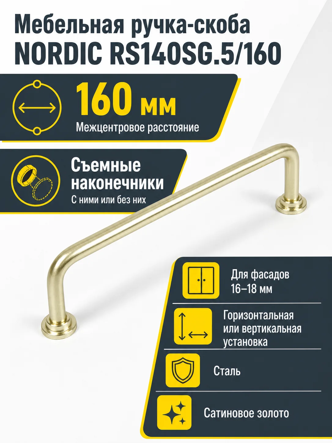 Мебельная ручка NORDIC RS140SG.5/160