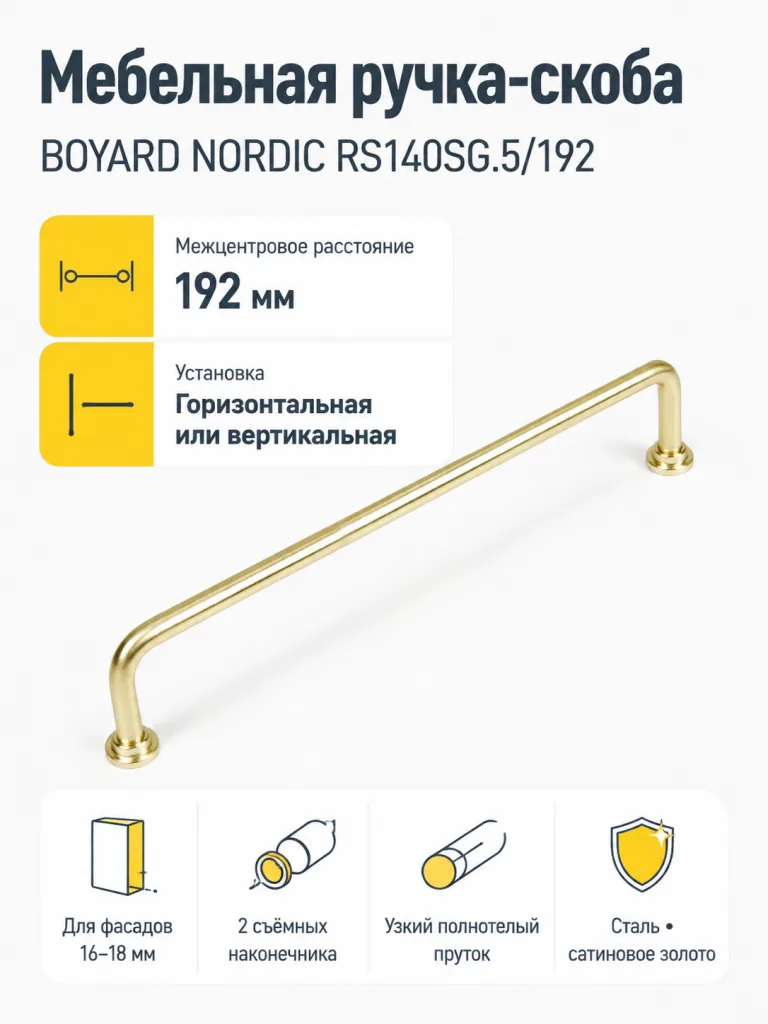 Мебельная ручка NORDIC RS140SG.5/192
