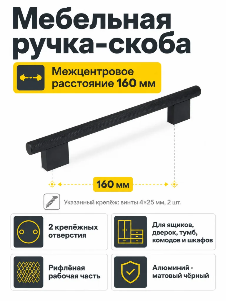 Мебельная ручка ROCK RS325BL.5/160