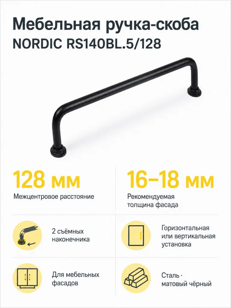 Мебельная ручка NORDIC RS140BL.5/128