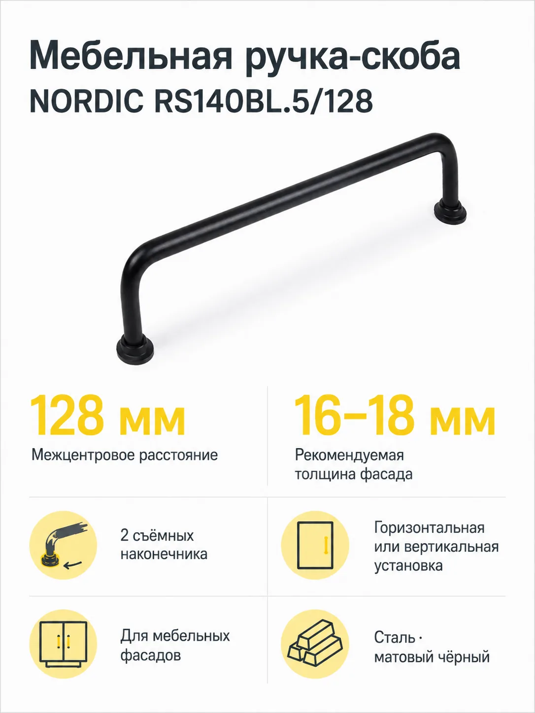 Мебельная ручка NORDIC RS140BL.5/128