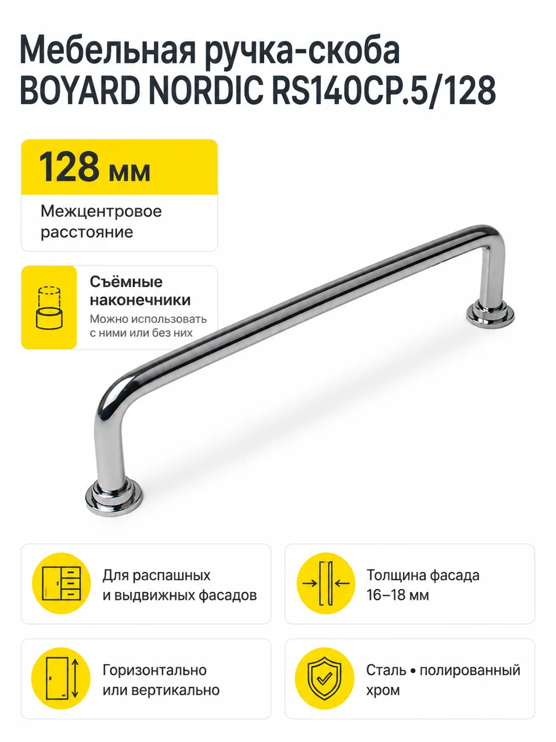 Мебельная ручка NORDIC RS140CP.5/128