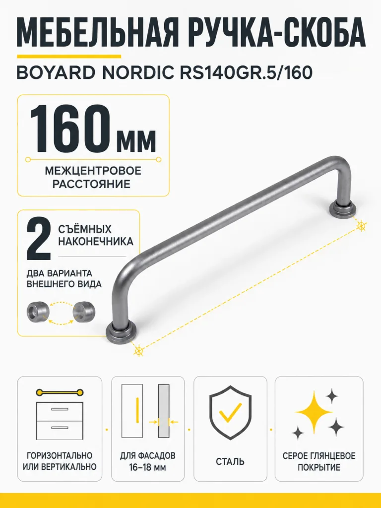 Мебельная ручка NORDIC RS140GR.5/160