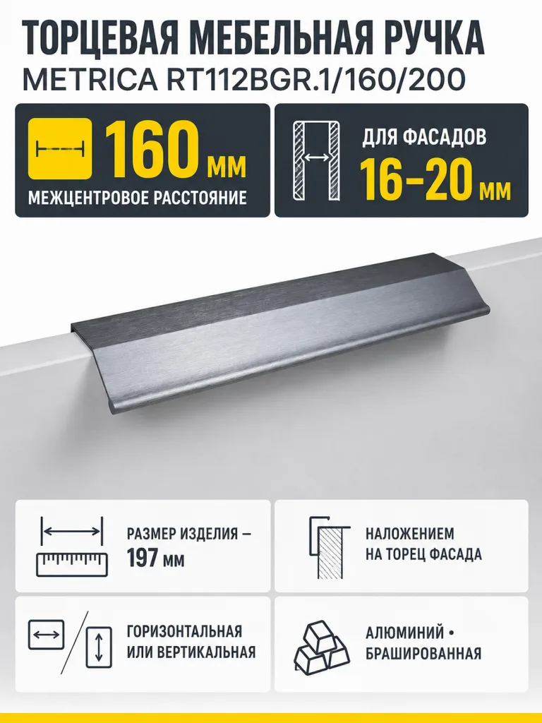 Мебельная ручка METRICA RT112BGR.1/160/200
