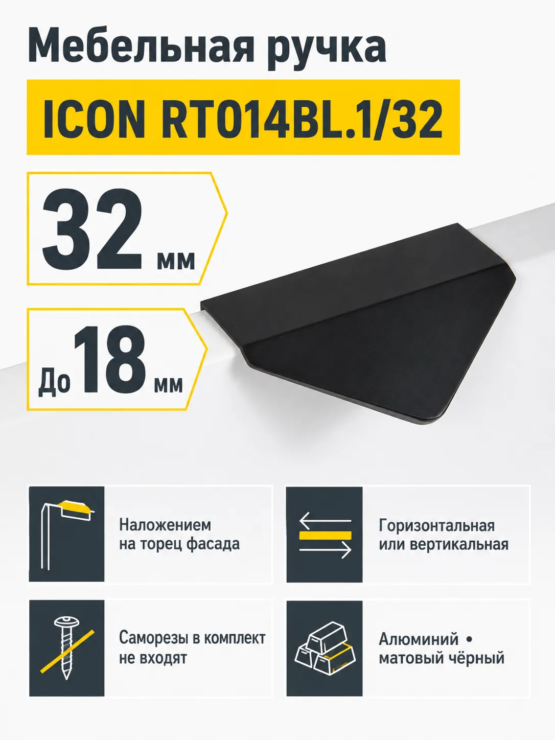 Мебельная ручка ICON RT014BL.1/32