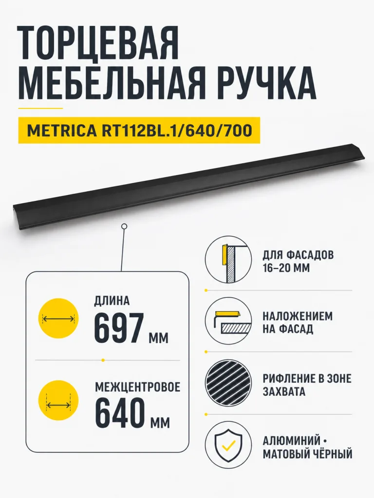 Мебельная ручка METRICA RT112BL.1/640/700