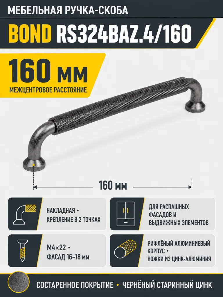Мебельная ручка BOND RS324BAZ.4/160