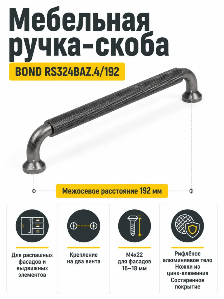 Мебельная ручка BOND RS324BAZ.4/192