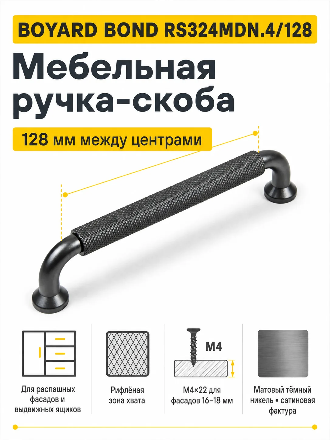 Мебельная ручка BOND RS324MDN.4/128