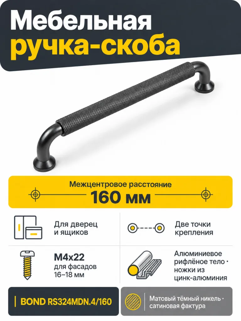 Мебельная ручка BOND RS324MDN.4/160