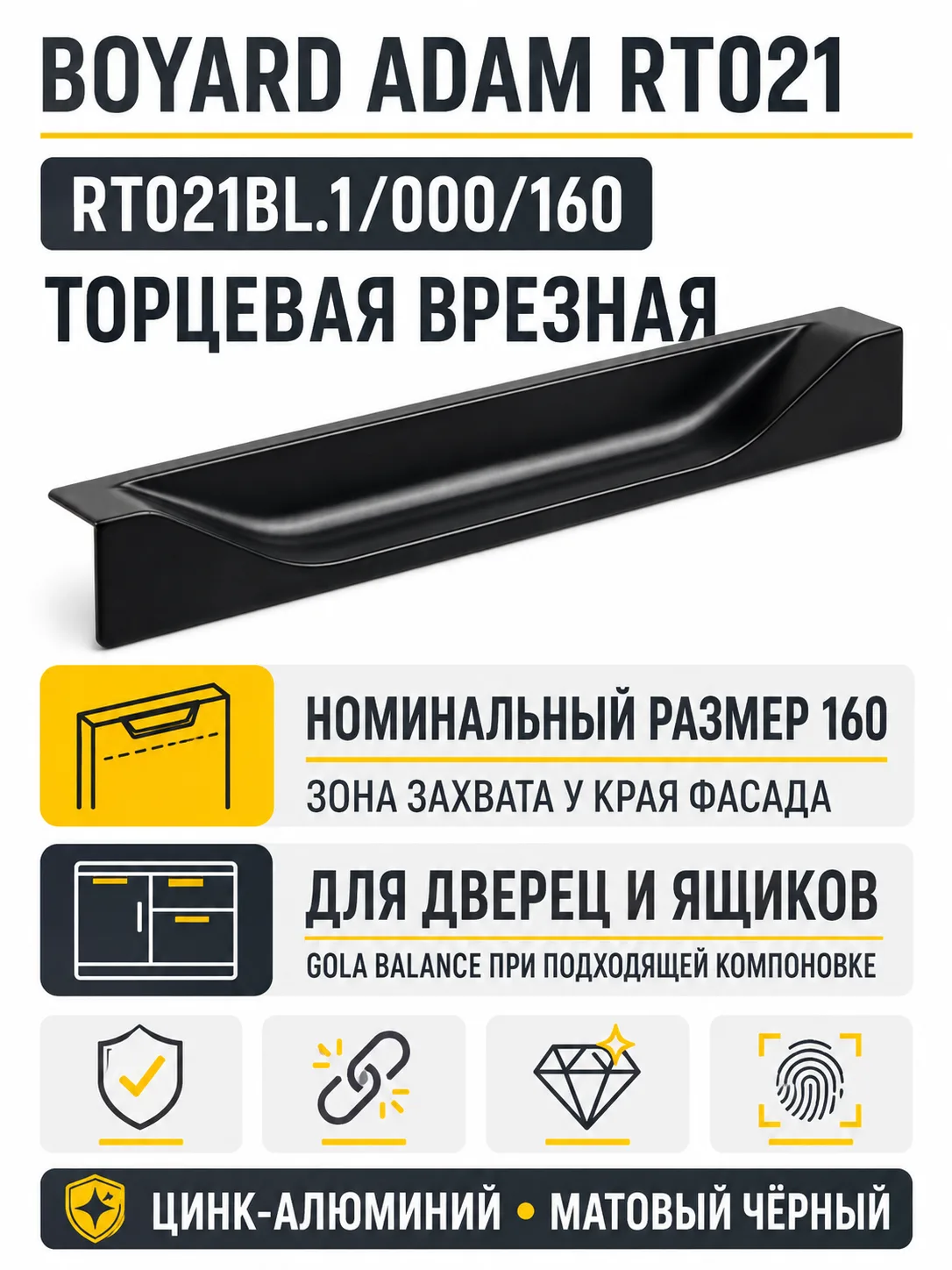 Мебельная ручка ADAM RT021BL.1/000/160