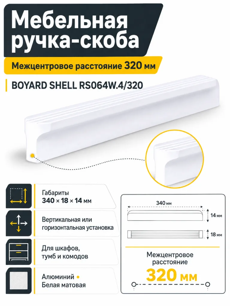 Мебельная ручка SHELL RS064W.4/320