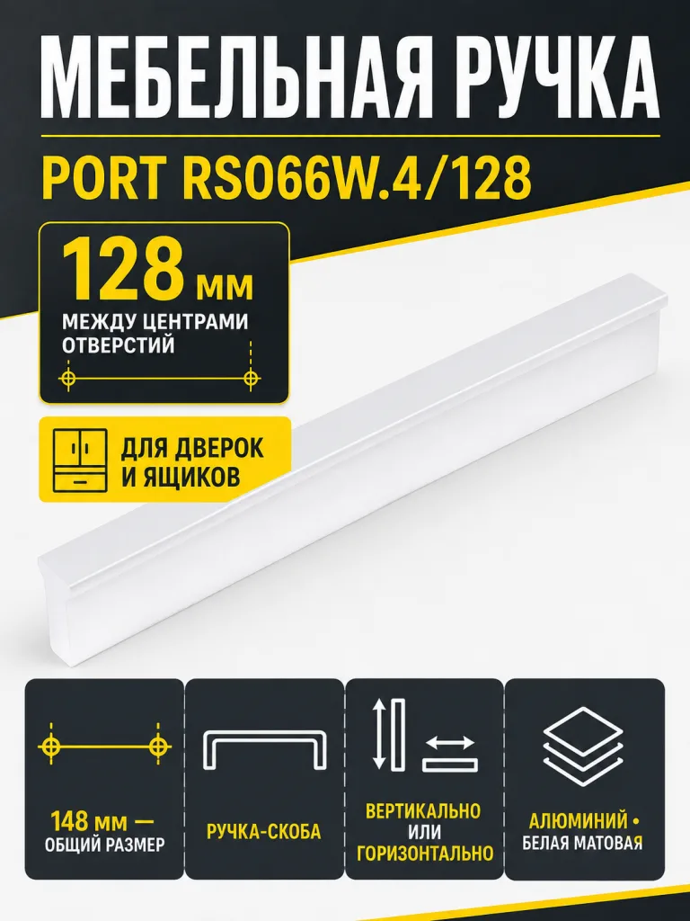 Мебельная ручка PORT RS066W.4/128