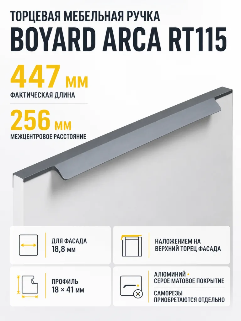 Мебельная ручка ARCA RT115GR.1/256/450