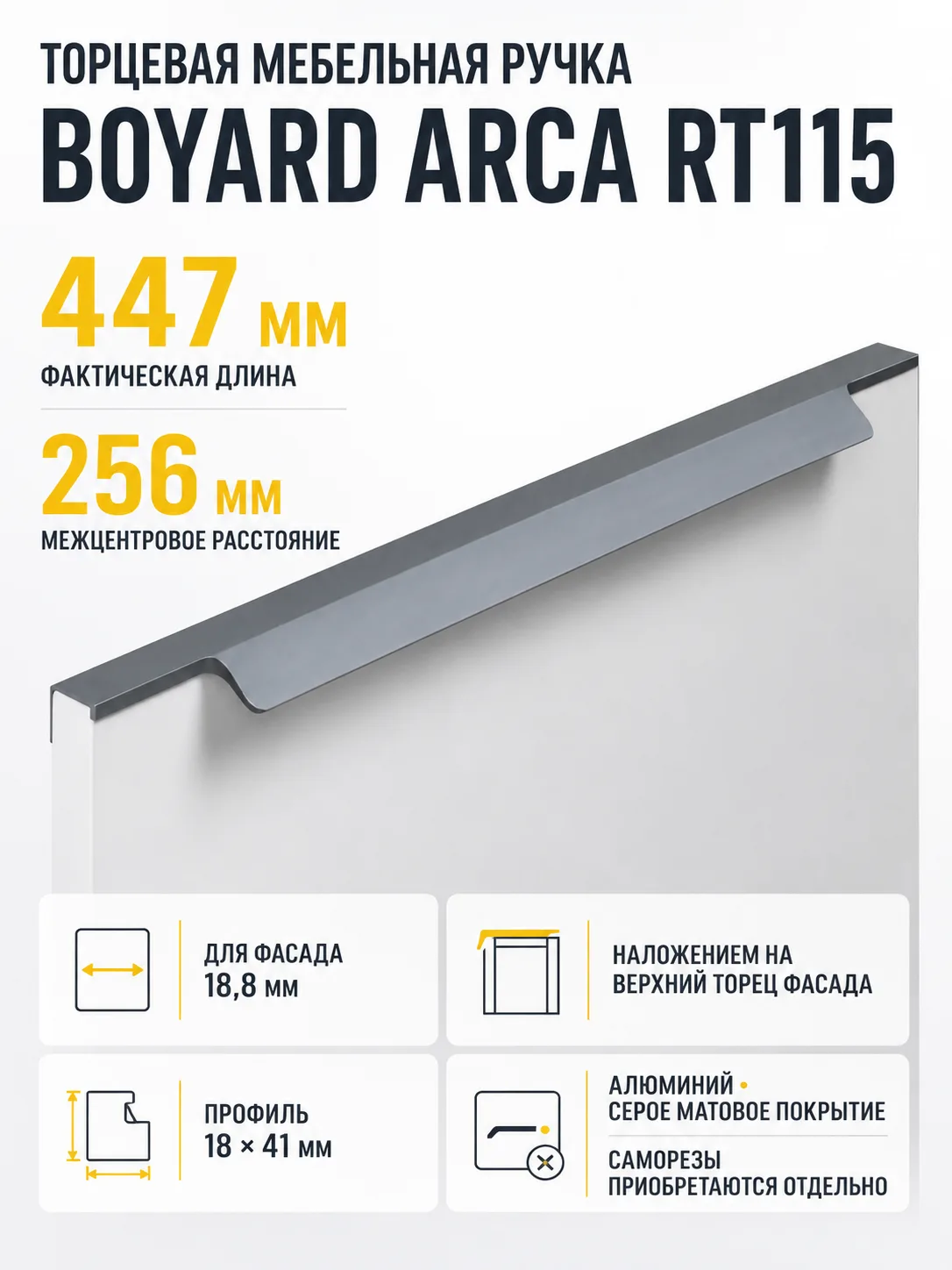 Мебельная ручка ARCA RT115GR.1/256/450