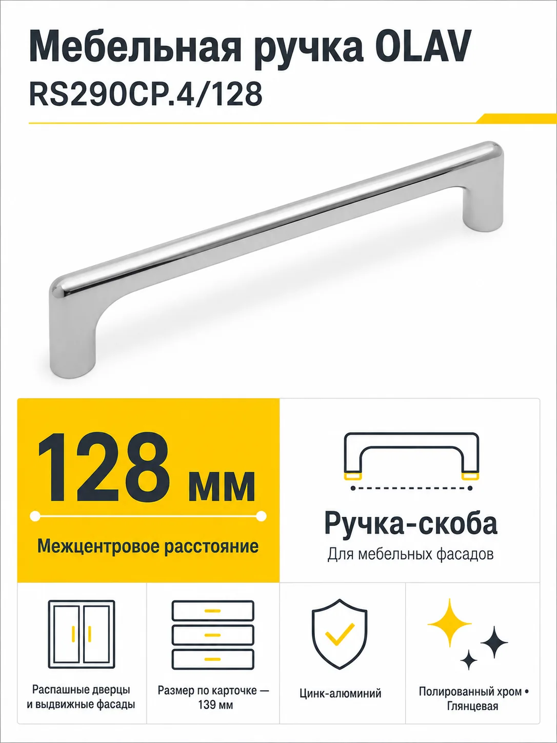 Мебельная ручка OLAV RS290CP.4/128