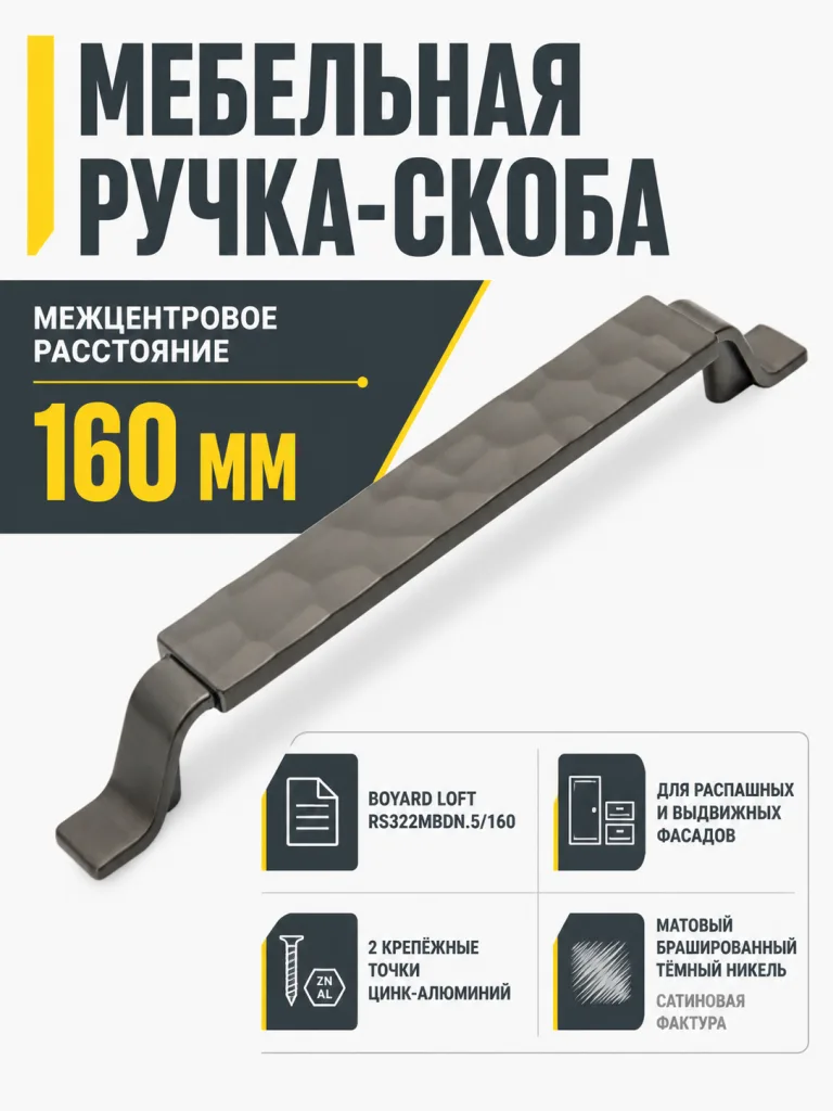 Мебельная ручка LOFT RS322MBDN.5/160