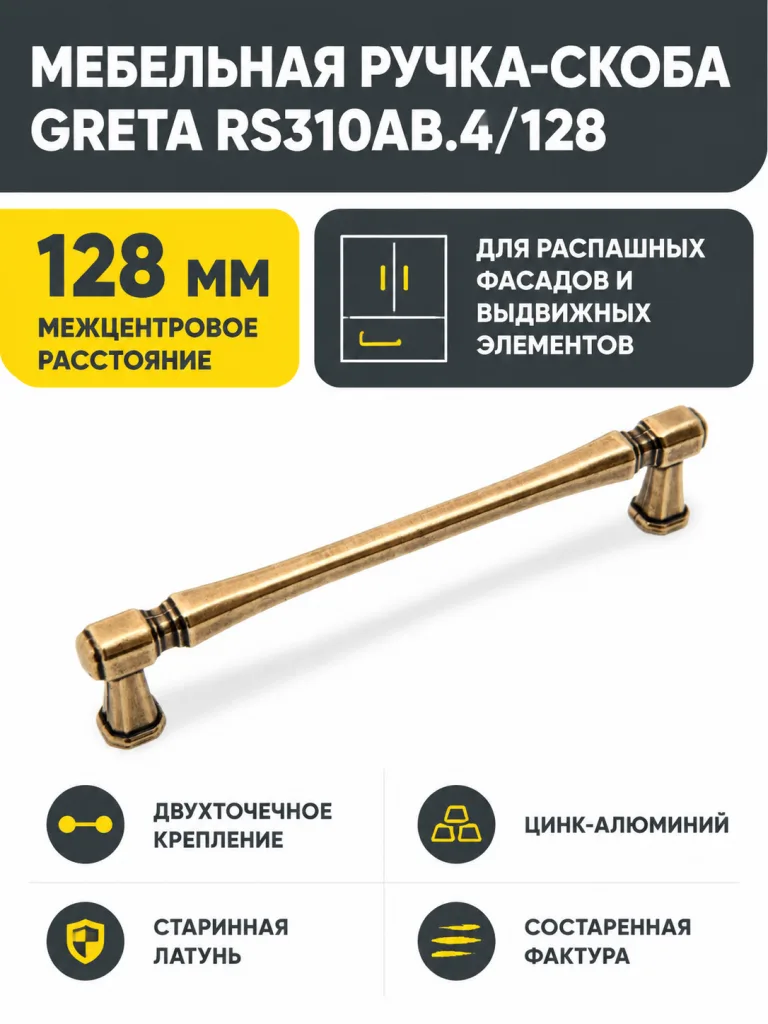 Мебельная ручка GRETA RS310AB.4/128