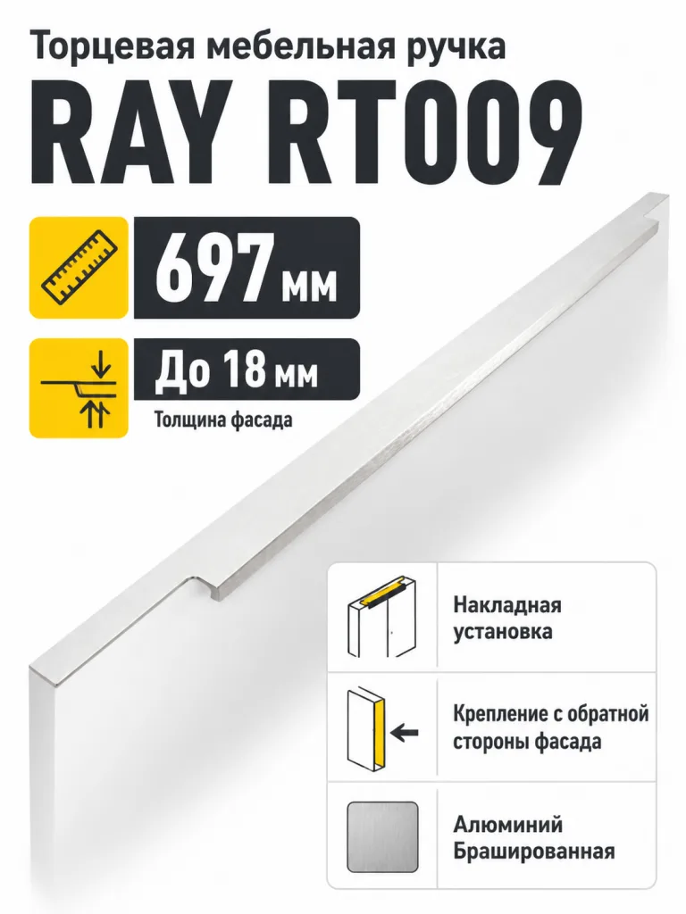 Мебельная ручка RAY RT009SST.1/000/700/*