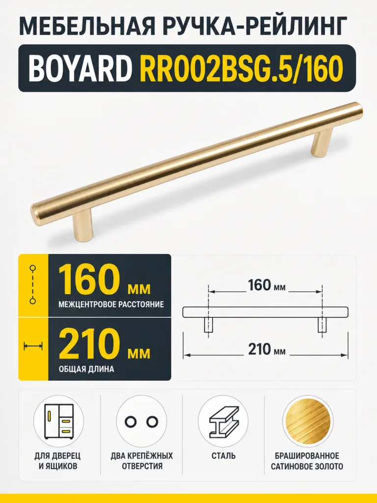 Мебельная ручка RR002BSG.5/160