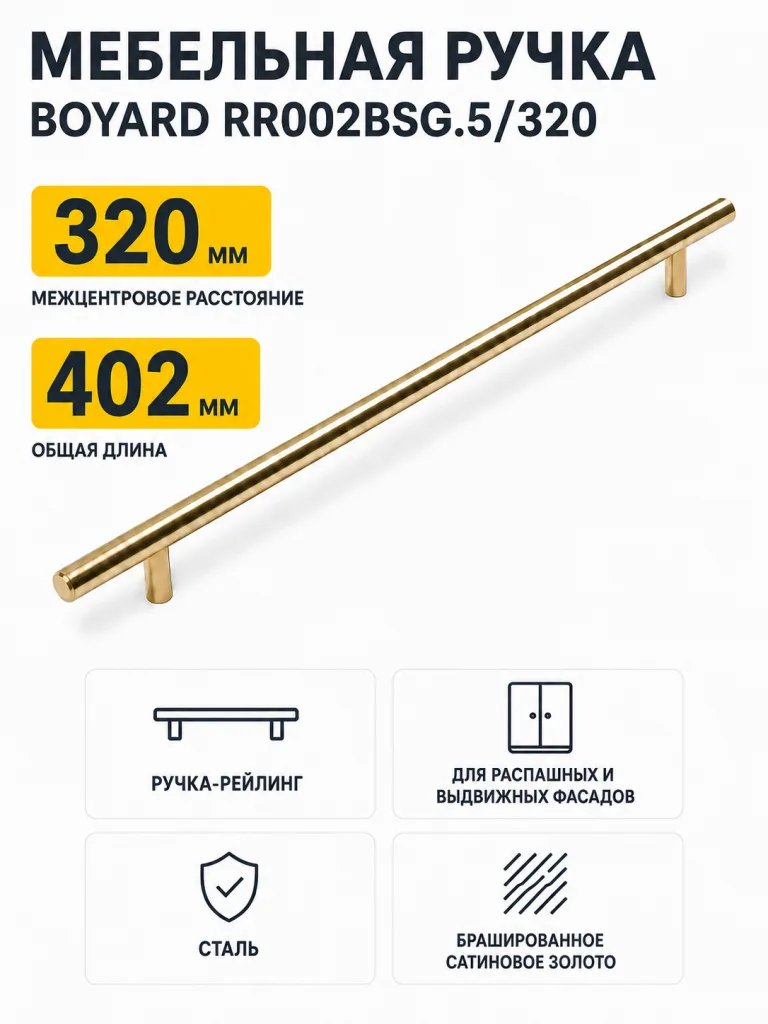 Мебельная ручка RR002BSG.5/320