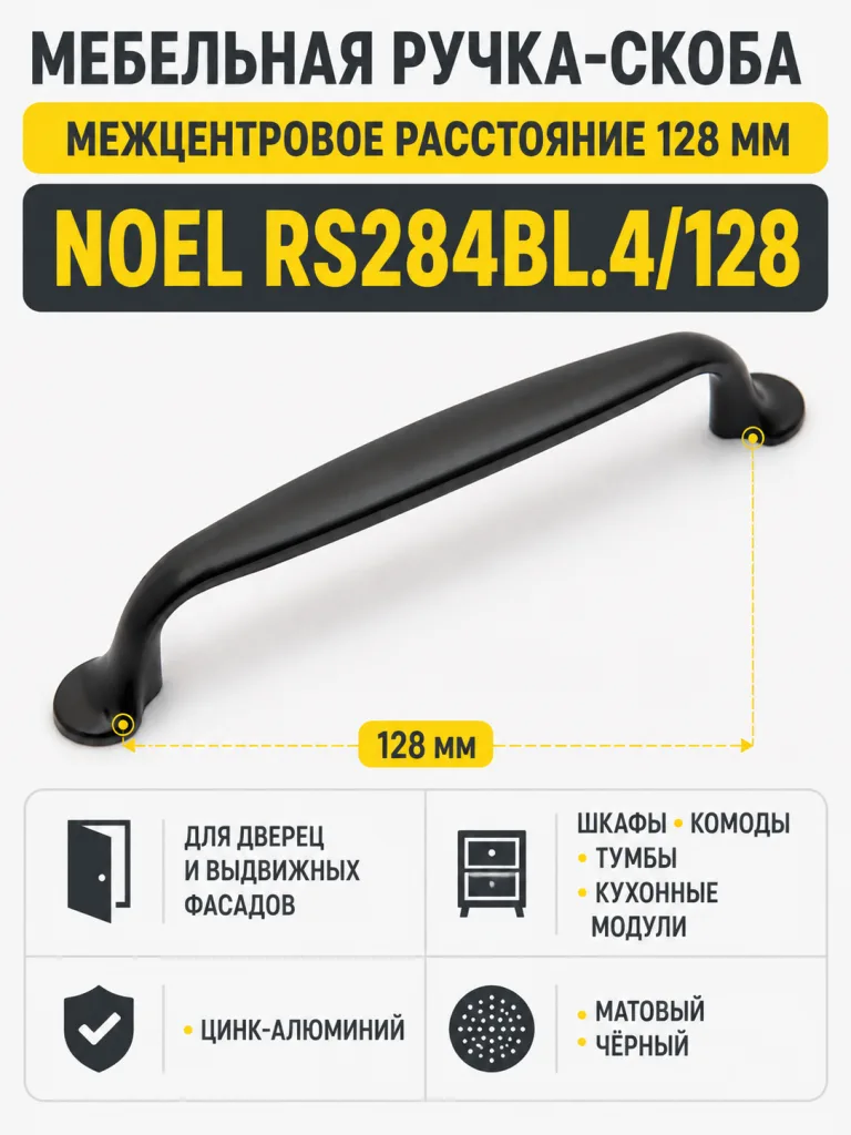 Мебельная ручка NOEL RS284BL.4/128