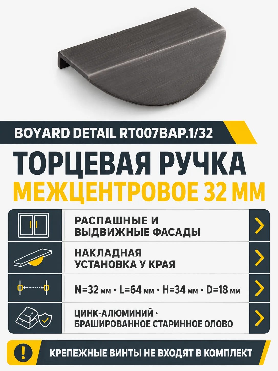 Мебельная ручка DETAIL RT007BAP.1/32