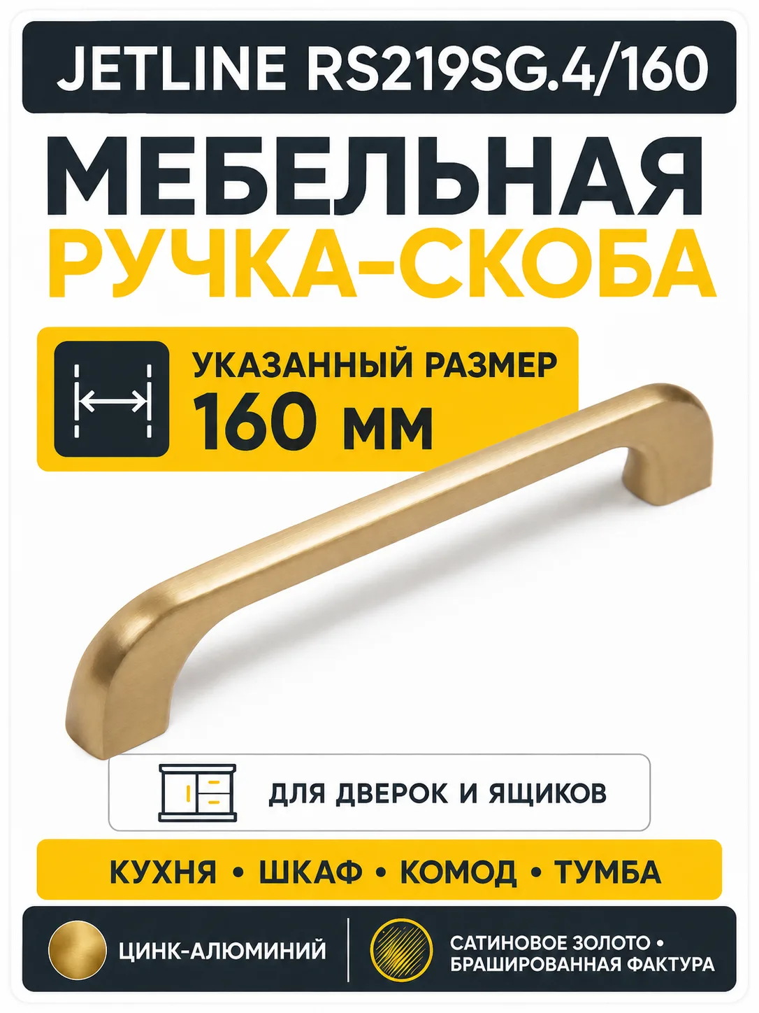 Мебельная ручка JETLINE RS219SG.4/160