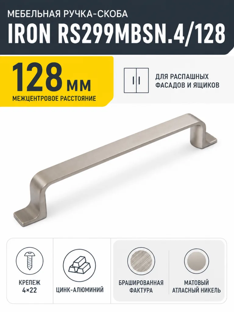 Мебельная ручка IRON RS299MBSN.4/128