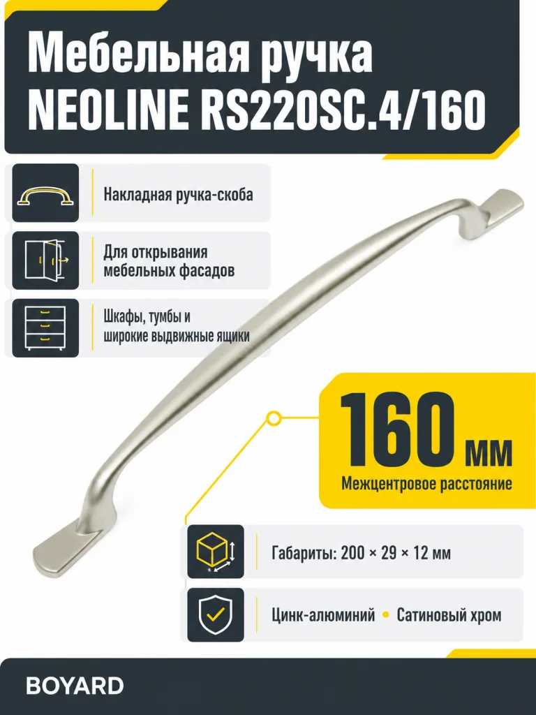 Мебельная ручка NEOLINE RS220SC.4/160
