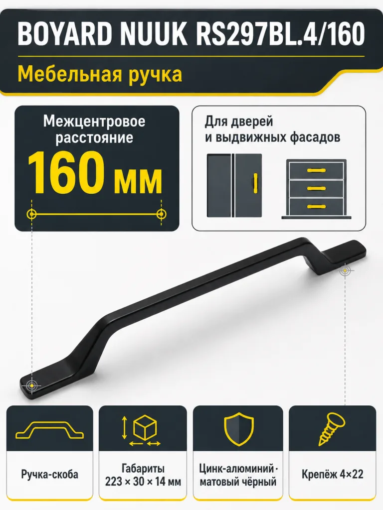 Мебельная ручка NUUK RS297BL.4/160