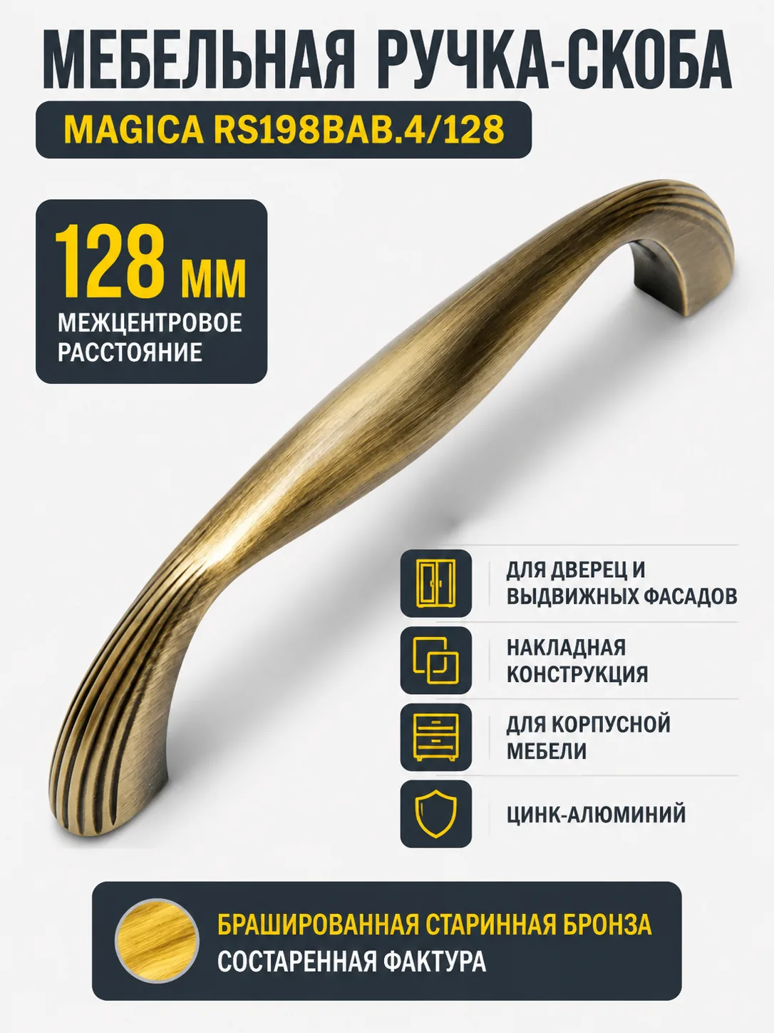 Мебельная ручка MAGICA RS198BAB.4/128
