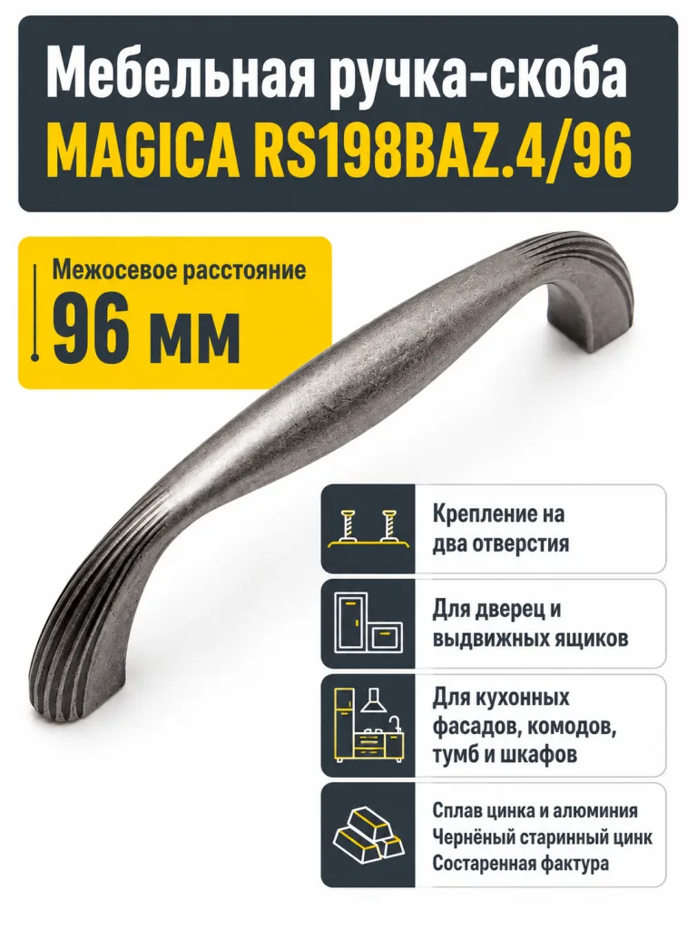 Мебельная ручка MAGICA RS198BAZ.4/96