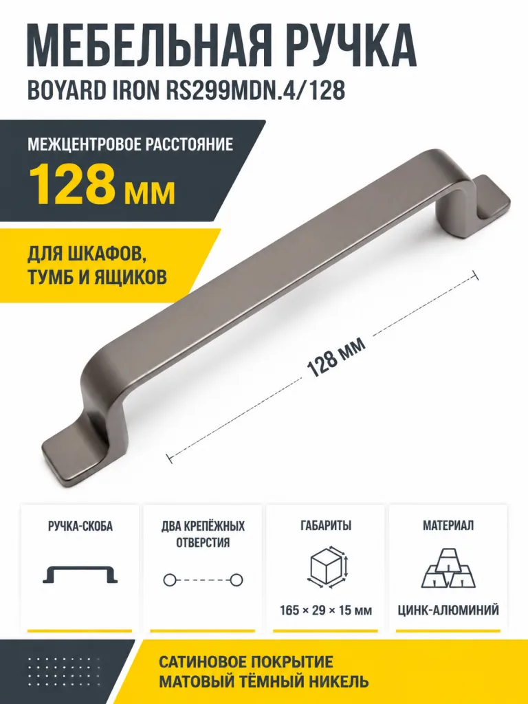 Мебельная ручка IRON RS299MDN.4/128